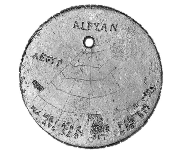 Figure 16. One of the interchangeable discs of the sundial [13].