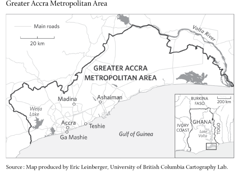 Figure 1. Map of the Greater Accra Metropolitan Area