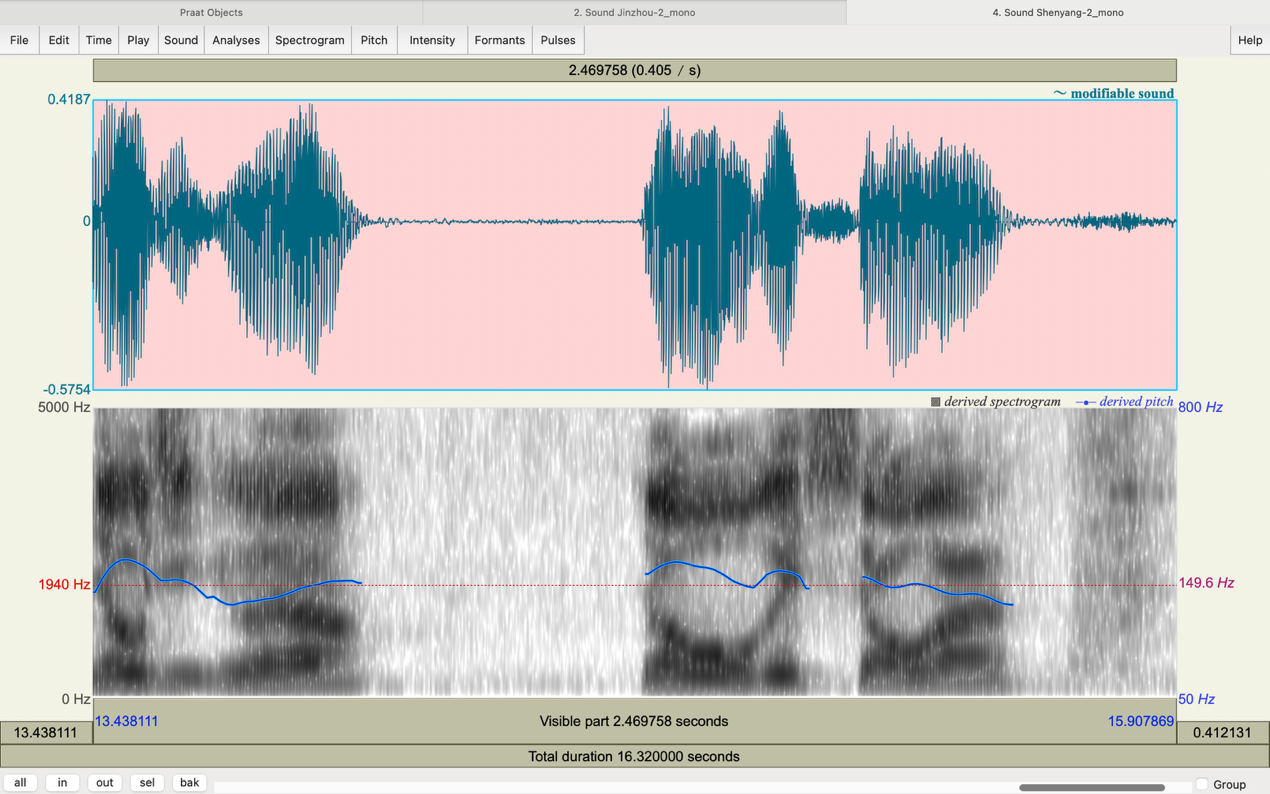 Figure 2. F0 contour of sentence in Shenyang accent (Audio D)