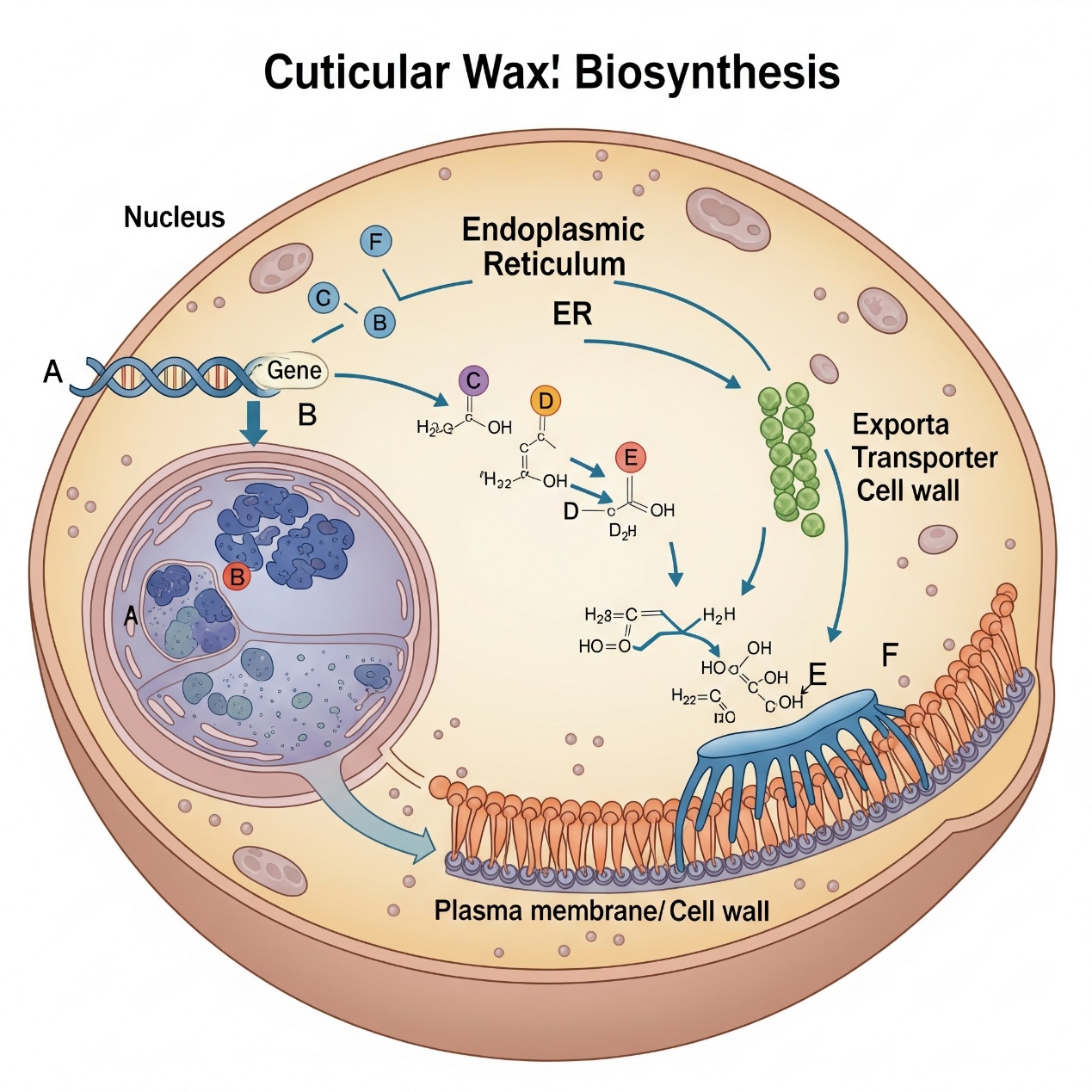 Figure 2. A schematic model of the molecular mechanisms underlying cuticular wax deficiency in kale.