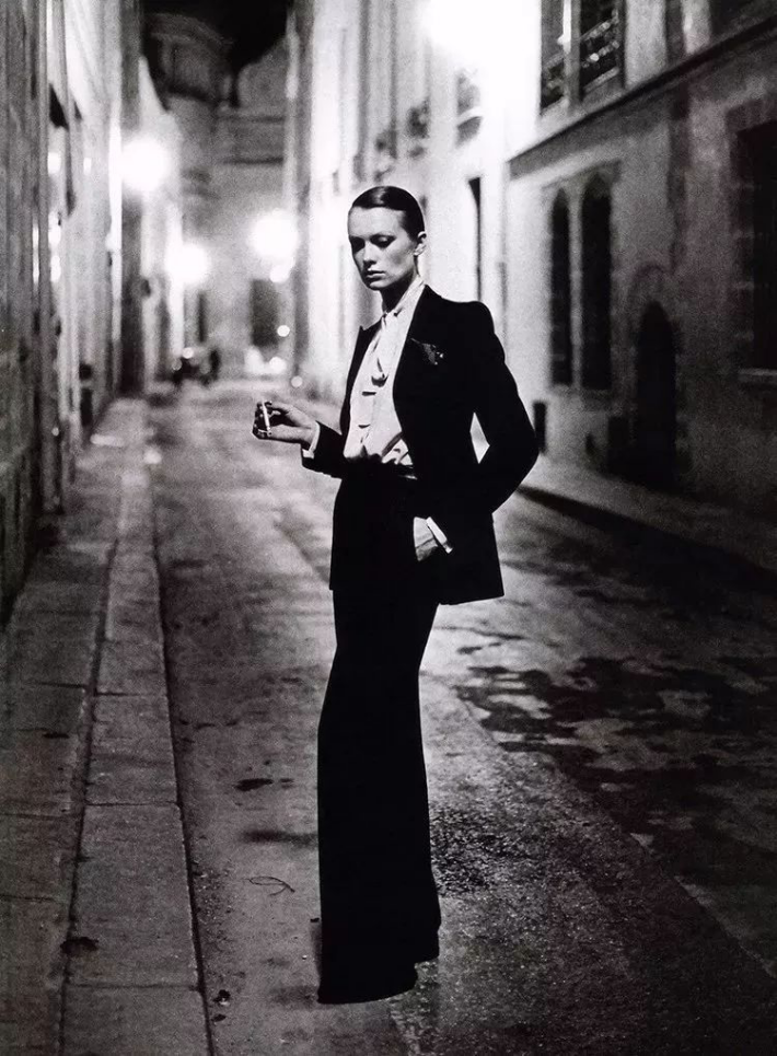 Figure 3. Helmut Newton. 1966. Photography. HYPERLINK "https://www.lofficielsingapore.com/fashion/yves-saint-laurent-le-smoking-the-first-suit-for-women-from" \h https://www.lofficielsingapore.com/fashion/yves-saint-laurent-le-smoking-the-first-suit-for-women-from