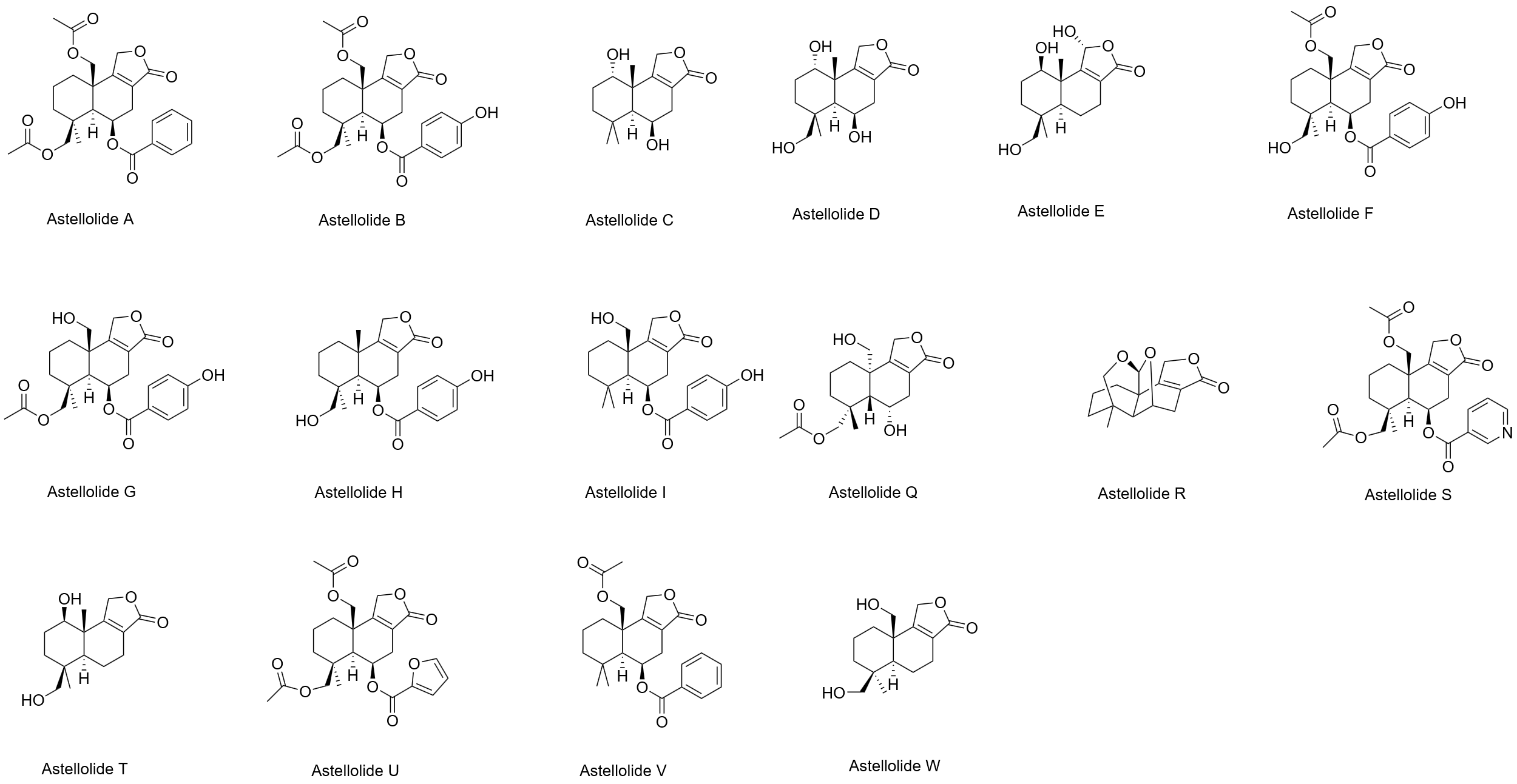 Figure 3. Molecular structures of different Astellolides