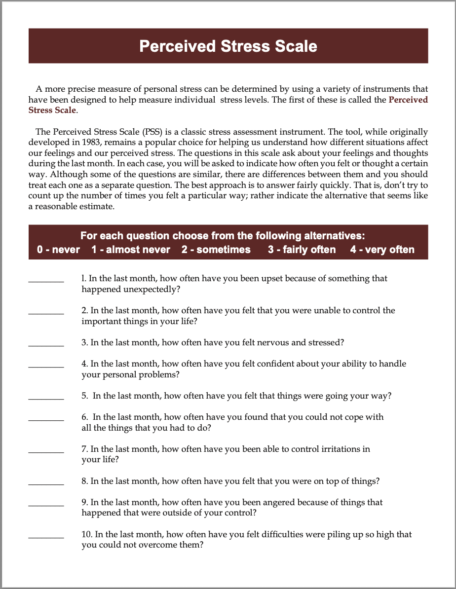 Figure 3.  PSS Questionnaire